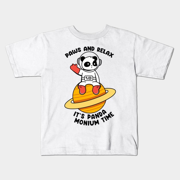Paws and relax its panda monium time Kids T-Shirt by Peazyy